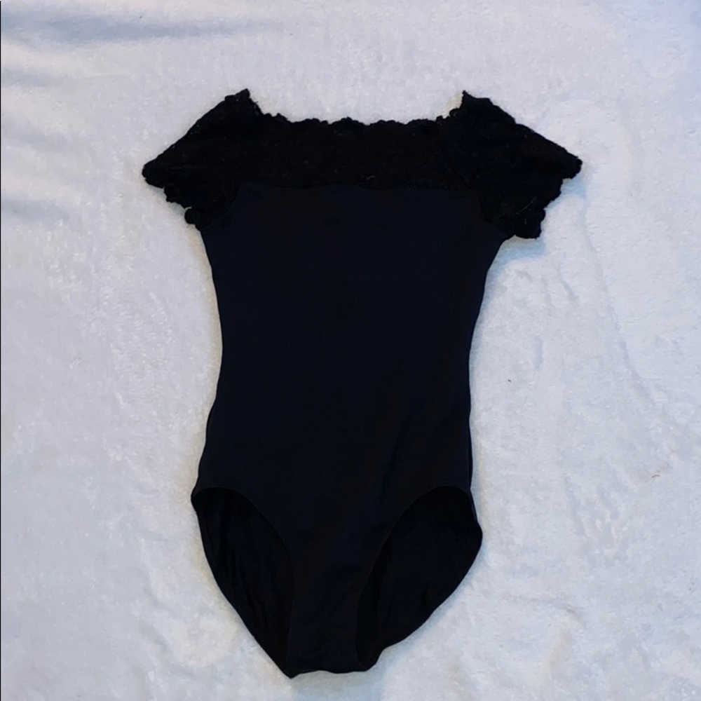 black lace ballet leotard